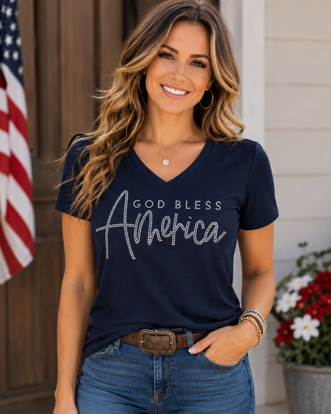 God Bless America Bling T-Shirt