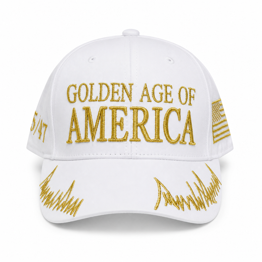 Golden Age of America White Embroidered Hat