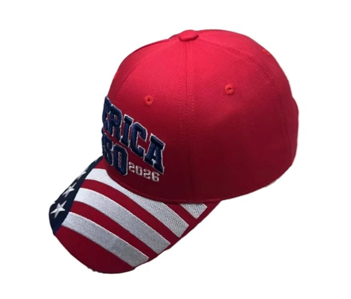 America 250 Embroidered Patriotic Cap – Red