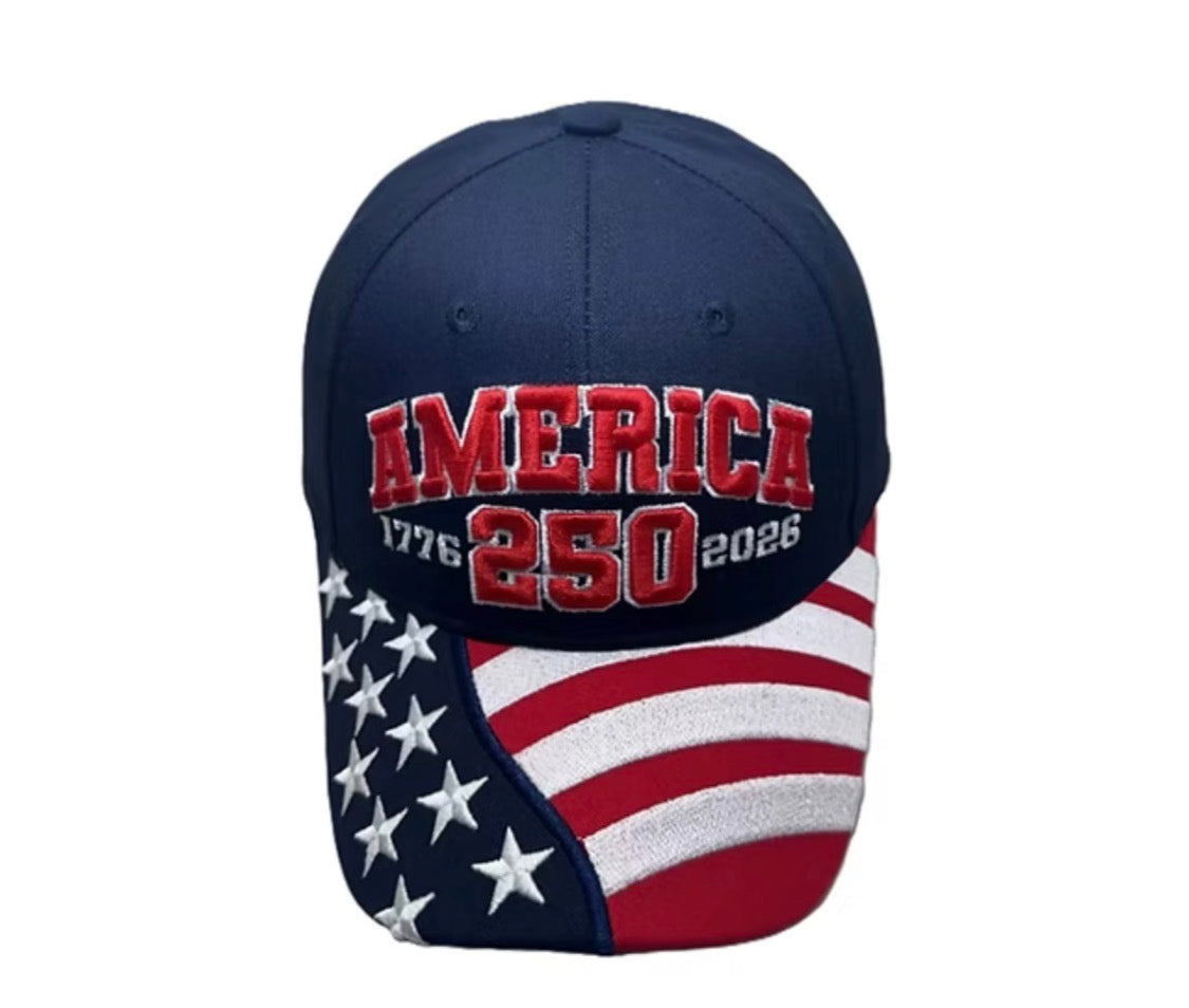 America 250 Embroidered Patriotic Cap - Blue