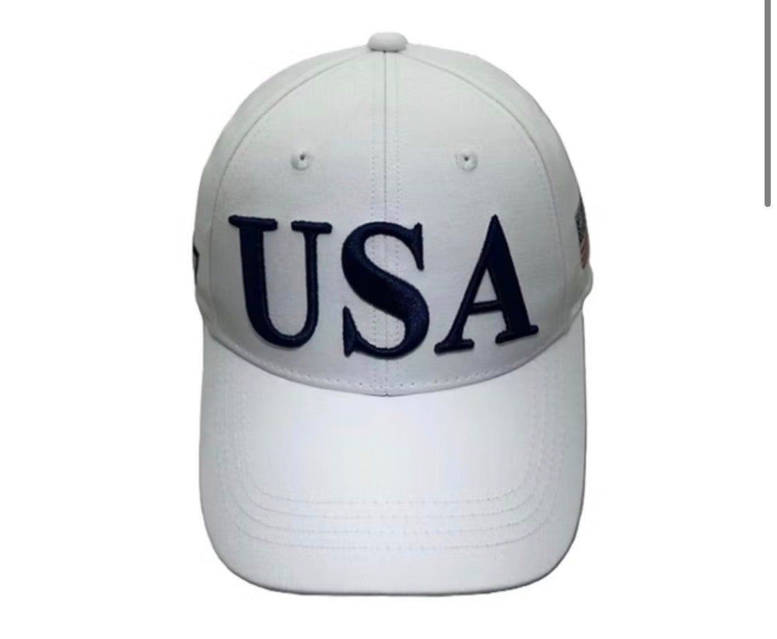 USA 45/47 Embroidered Patriotic Cap – White