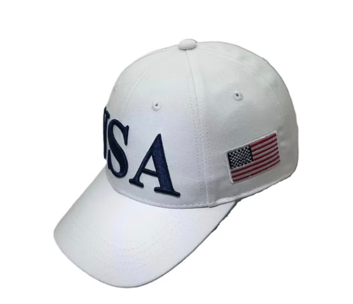 USA 45/47 Embroidered Patriotic Cap – White