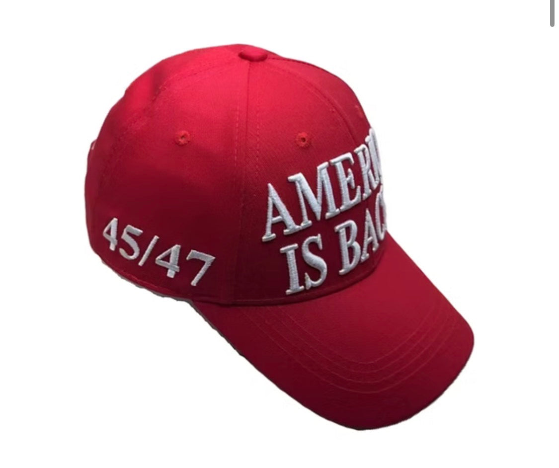 America Is Back! 45/47 Embroidered Cap – Red